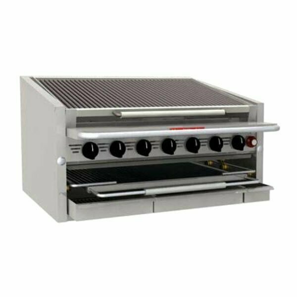Magikitchn CM-RMBCR-672-H 72in Natural Gas High Output Countertop Cast Iron Radiant Charbroiler - 320000 BTU 554CM72CRHN